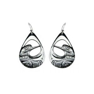 Silver pewter cut-out Hummingbird earrings