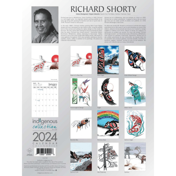 2024 Richard Shorty Indigenous Art Calendar - back