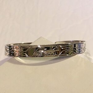 Sterling silver 1/4 inch wide Orca Whale bracelet