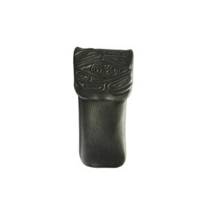 Black Deerskin eyeglass case with Raven design