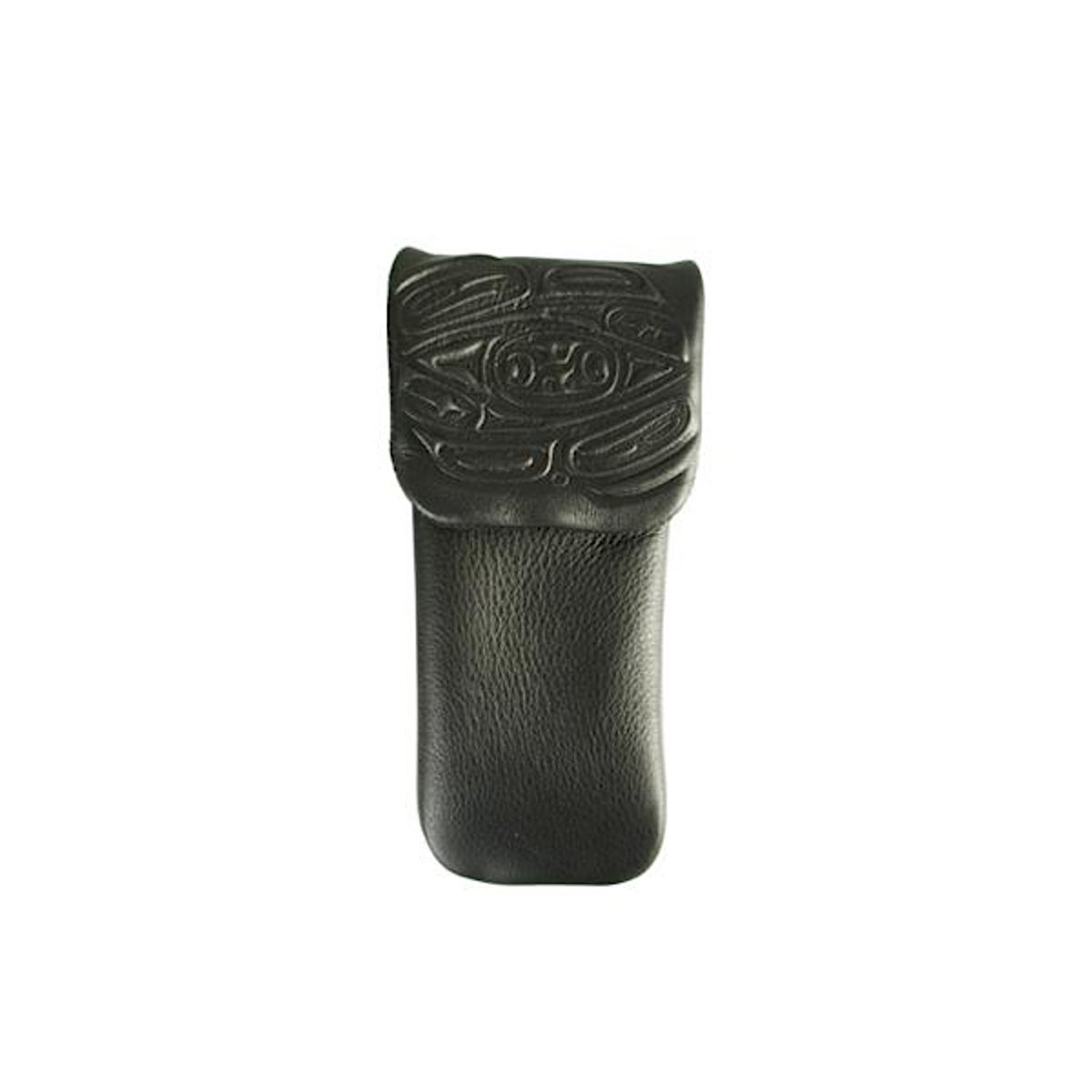 Black Deerskin eyeglass case with Raven design
